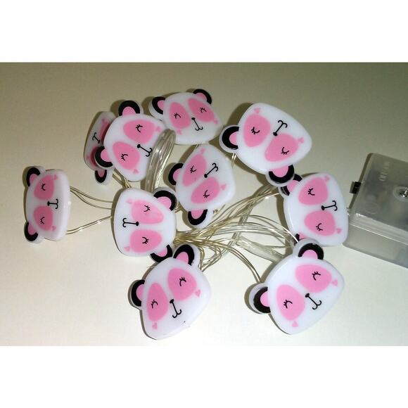 Panda Bear Face LED String Lights 10 Ct 3.6 Ft DIY Crafts Wreaths Party Decor - Picture 3 of 3
